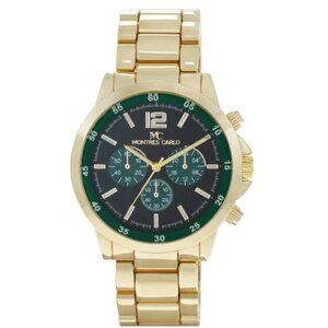 45mm Montres Carlo Sports Men Gold Metal Band Analog Fashion Luxury Dress Watch